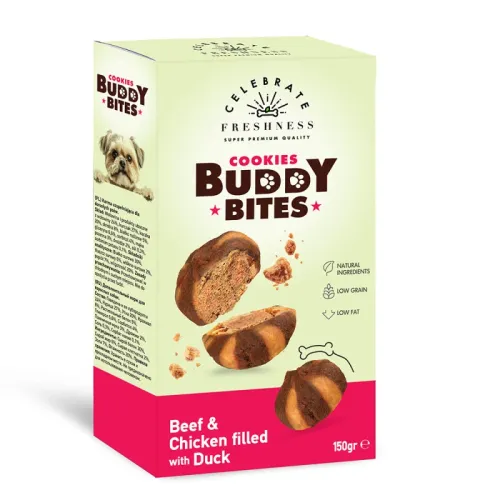 Celebrate Cookies Buddy Bites Μπισκότα Σκύλου με Μοσχάρι, Κοτόπουλο & Γέμιση Πάπιας 150g